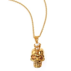 Alexander McQueen Punk Pearl Skull Necklace Golden
